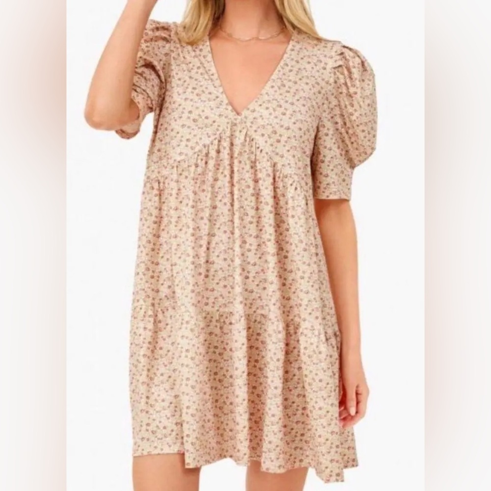 [Hyacinth House] EUC - FLORAL PUFF SLEEVE FOLLIE MINI DRESS